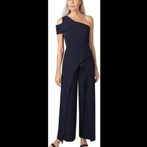 MARINA One Shoulder Wide Leg Jumpsuit Navy